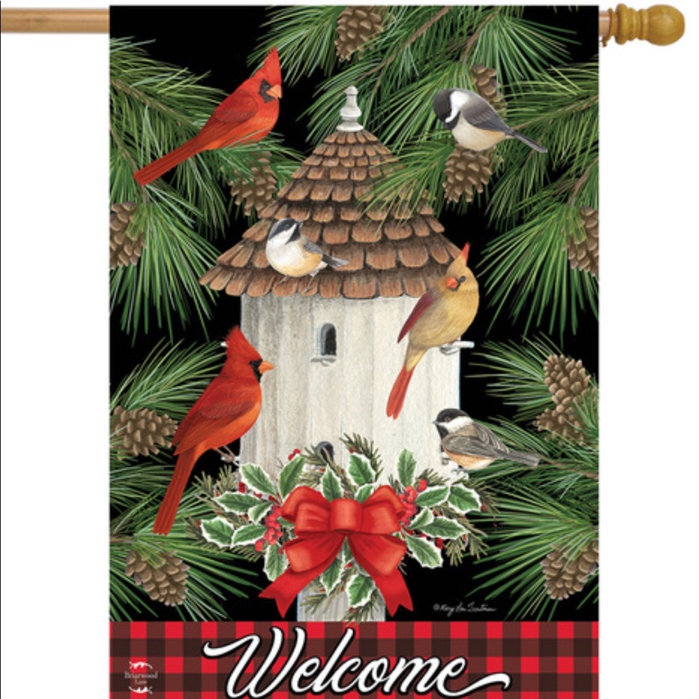 Holiday Bird Gathering House Flag